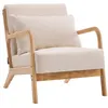 Image de Fauteuil Clinton en bois style scandinave - Lin - Beige