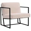 Image de Fauteuil "Kennedy" en velours et métal - 73. 5 x 75.5 x 81 cm - Crème
