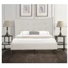 Image de Lit habitat et jardin 205 x 165 x 119 cm en tissu 4 pieces sommier a lattes pour 2 personnes de couleur beige