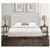 Image de Lit habitat et jardin 216 x 183 x 119 cm en tissu 6 pieces sommier a lattes pour 2 personnes de couleur beige