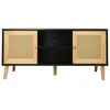 Image de Meuble TV scandinave en cannage "Iguane" - 120 x 30 x 56.5 cm - Noir
