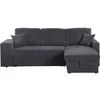 Image de Canape angle fixe HABITAT ET JARDIN 3 places en velours gris 90 x 193 x 90 cm