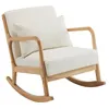 Image de Fauteuil à bascule style scandinave bouclette et bois " Clinton " - Beige