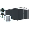 Image de Garage métal " Houston" - 15,36 m² avec gouttière et récupérateur d'eau - Anthracite