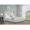 Image de Lit double en velours côtelé avec coffre et lampe intégré "Cortina" - 160 x 200 cm - Beige