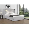 Image de Lit double en velours côtelé avec coffre et lampe intégré "Cortina" - 140 x 190 cm - Gris
