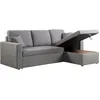 Image de Canape angle convertible 3 places en tissu gris 145 x 215 x 85 cm