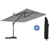 Image de Parasol jardin déporté en aluminium "Sky 4" - 3 x 4 m - Gris - Avec Housse