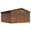 Image de Abri de jardin bois traité autoclave marron "Lormont" - 21,2 m² - 28 mm