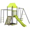 Image de Aire de jeu portique en métal avec toboggan et bac a sable "Lucien" - Vert