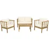 Image de Salon de jardin en bois avec coussins inclus "Milano" - 4 places - Beige