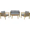 Image de Salon de jardin en bois avec coussins "Beckham" - 4 places - Gris