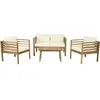 Image de Salon de jardin en bois avec coussins inclus "Beckham" - 4 places - Beige