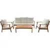Image de Salon de jardin en bois d'acacia avec coussins "Chilwell" - 5 places - Beige