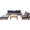Image de Salon de jardin en bois d'acacia avec coussins "Bellingham" - 5 places - Gris