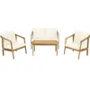 Image de Salon de jardin en bois d'acacia avec coussins "Presley" - 4 places - Beige
