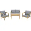 Image de Salon de jardin en bois avec coussins "Presley" - 4 places - Gris