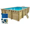 Image de Piscine bois rectangle " Panama 130 "- 6.20 x 4.10 x 1.30 m + Bâche à bulles 180 µ - Bâche hiver 280 g/m² +