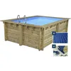 Image de Piscine bois rectangle " Maldives " - 3.20 x 3.20 x 1.24 m + Bâche à bulles 180 µ - Bâche hiver 280 g/m²