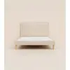 Image de Lit tapissier 200x200 cm - Beige Anthracite - Bibloc -  Avec tête de lit - Bois responsable - Qualité hôtelière - Fabrication Locale - Tediber