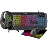 Image de Trade Invaders - 4 in 1 Pack QWERTZ KeyboardMouseMousepadHeadset (RGB) (DE, Filaire), Clavier, Noir