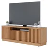 Image de Meuble TV 70 Pouces Chêne 4 Portes 7 Niches 6 Roulettes L 180 H 61.4 P 42.8 cm - L 180 x l 42.8 x H 61.4 cm