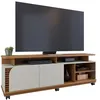 Image de Meuble TV 75 Pouces Chêne et Blanc 2 Portes 9 Niches L 180 H 62 P 39.3 cm - L 180 x l 39.3 x H 62 cm