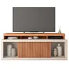 Image de Meuble TV 70 Pouces Chêne et Blanc 2 Portes Coulis. L. 180 H 74 P 39.5 cm - L 180 x l 39.5 x H 74 cm
