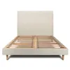 Image de Lit 160x200cm avec tête de lit tapissier tissu et sommier kit Beige clair - Hauteur totale : 29cm