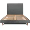 Image de Lit 200x200cm avec tête de lit tapissier tissu et sommier kit gris anthracite - Hauteur totale : 29cm