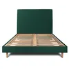 Image de Lit 160x200cm avec tête de lit tapissier velours et sommier kit vert - Hauteur totale : 29cm