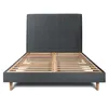 Image de Lit 180x200cm avec tête de lit tapissier velours et sommier kit gris anthracite - Hauteur totale : 29cm