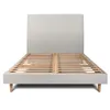 Image de Lit 180x200cm avec tête de lit tapissier velours et sommier kit gris clair - Hauteur totale : 29cm