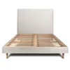 Image de Lit 160x200cm avec tête de lit tapissier bouclette et sommier kit Beige - Hauteur totale : 29cm