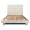 Image de Lit 200x200cm avec tête de lit lignes tissu et sommier kit Beige clair - Hauteur totale : 29cm
