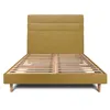 Image de Lit 140x200cm avec tête de lit lignes tissu et sommier kit jaune - Hauteur totale : 29cm