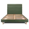 Image de Lit 140x200cm avec tête de lit lignes tissu et sommier kit vert - Hauteur totale : 29cm
