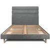 Image de Lit 180x200cm avec tête de lit lignes tissu et sommier kit gris anthracite - Hauteur totale : 29cm