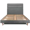Image de Lit 140x200cm avec tête de lit lignes tissu et sommier kit gris anthracite - Hauteur totale : 29cm