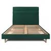Image de Lit 200x200cm avec tête de lit lignes velours et sommier kit vert - Hauteur totale : 29cm