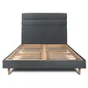 Image de Lit 200x200cm avec tête de lit lignes velours et sommier kit gris anthracite - Hauteur totale : 29cm