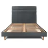 Image de Lit 140x200cm avec tête de lit lignes velours et sommier kit gris anthracite - Hauteur totale : 29cm