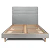 Image de Lit 140x200cm avec tête de lit lignes bouclette et sommier kit Gris - Hauteur totale : 29cm