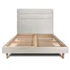Image de Lit 200x200cm avec tête de lit lignes bouclette et sommier kit Beige - Hauteur totale : 29cm