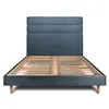 Image de Lit 200x200cm avec tête de lit lignes bouclette et sommier kit Bleu - Hauteur totale : 29cm