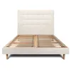 Image de Lit 140x200cm avec tête de lit capitonnée tissu et sommier kit Beige clair - Hauteur totale : 29cm