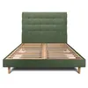 Image de Lit 140x190cm avec tête de lit capitonnée tissu et sommier kit vert - Hauteur totale : 29cm