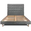 Image de Lit 180x200cm avec tête de lit capitonnée tissu et sommier kit gris anthracite - Hauteur totale : 29cm
