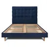 Image de Lit sommeil de plomb 160 x 200 x 29 cm en velours sommier tapissier pour 2 personnes de couleur bleu