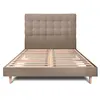 Image de Lit sommeil de plomb 140 x 190 x 29 cm en velours sommier tapissier pour 2 personnes de couleur marron